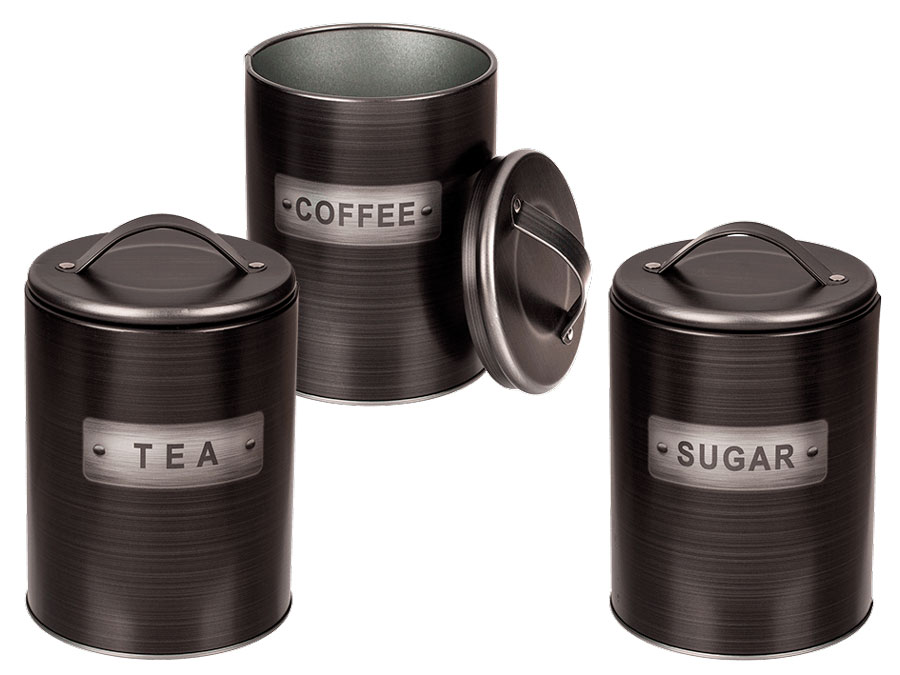Vorratsdose 11x16cm Coffee Tea Sugar Metall Dose rund Kaffee Tee Zucker 